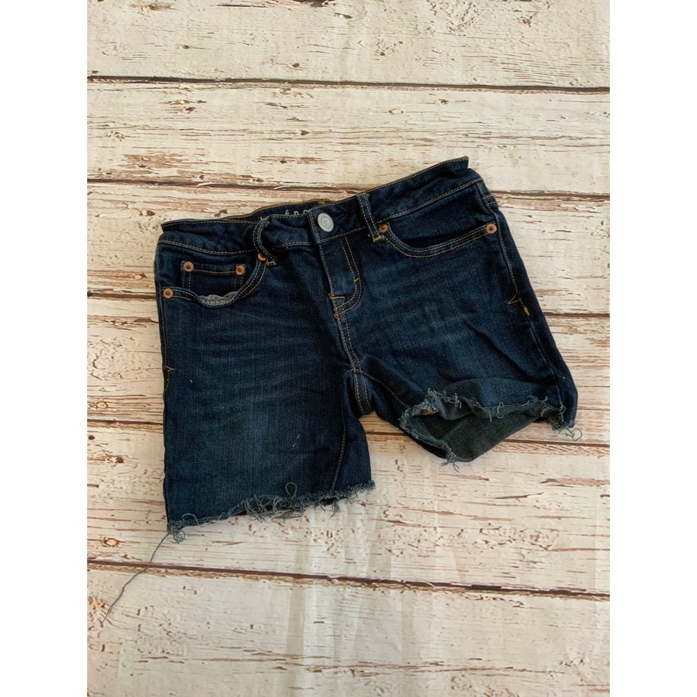 Aeropostale Dark Wash Raw Hem Denim Shorts Womens Size 0 Short Stretch Cut Offs